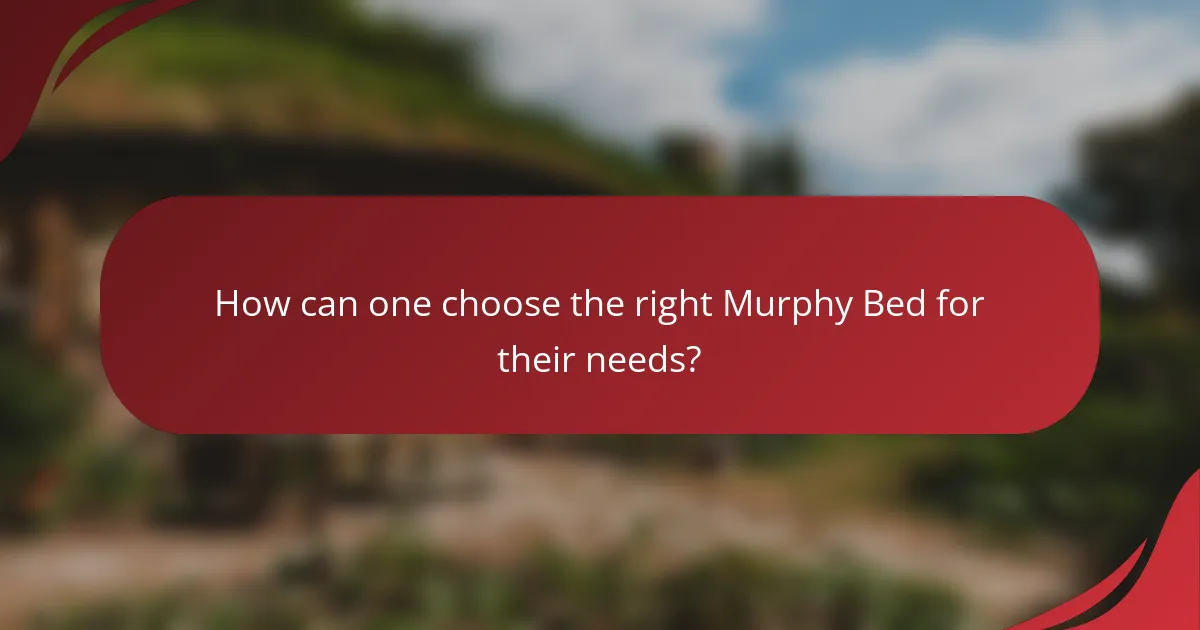 How can one choose the right Murphy Bed for their needs?
