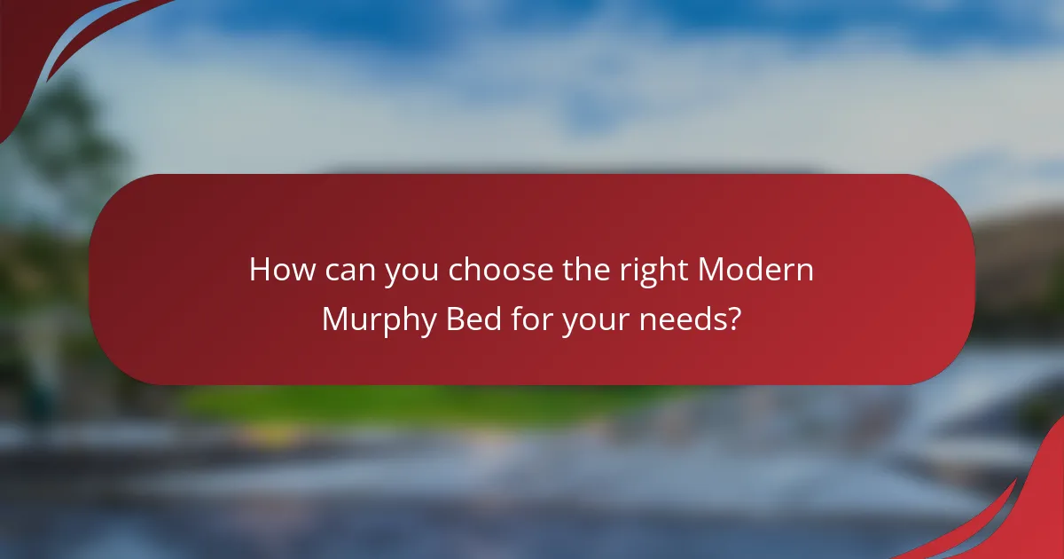 How can you choose the right Modern Murphy Bed for your needs?