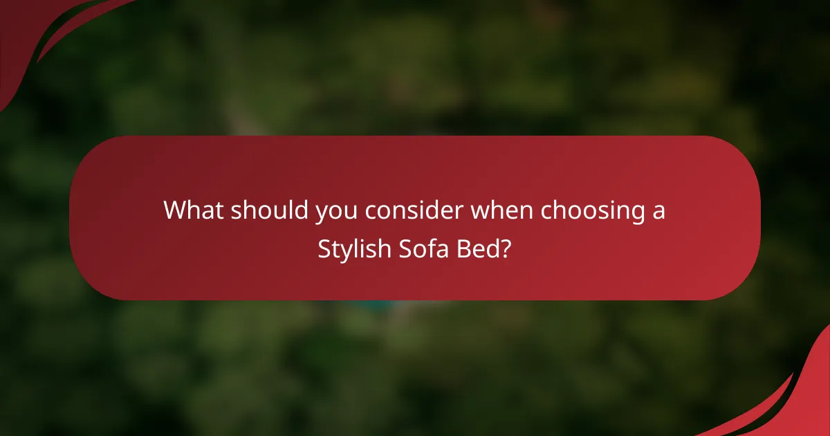 What should you consider when choosing a Stylish Sofa Bed?